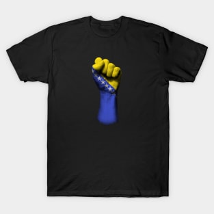 Flag of Bosnia and Herzegovina on a Raised Clenched Fist T-Shirt